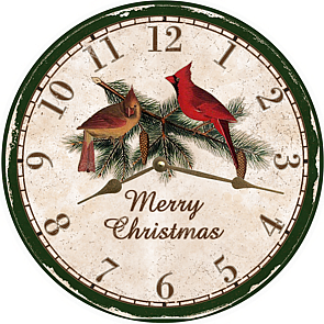 christmas_cardinal_wall_clock_cardinal wall clock