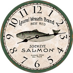 LAUREL WREATH SALMON WALL CLOCK 