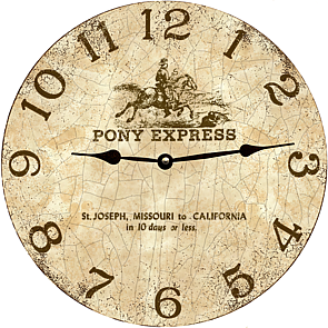 pony express equestrian antique wall clock